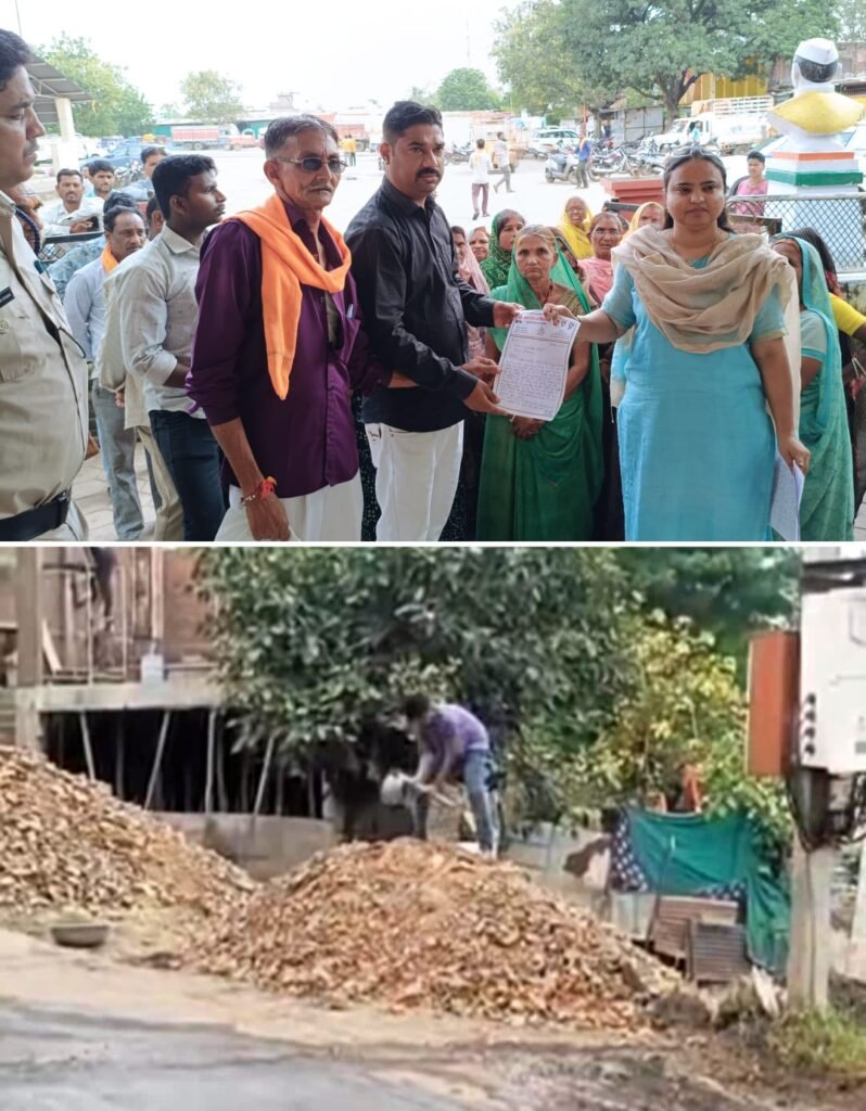 सांवेर पंचायत में शासकीय भूमि पर कब्जे को लेकर रहवासियों ने एसडीएम को दिया ज्ञापन।