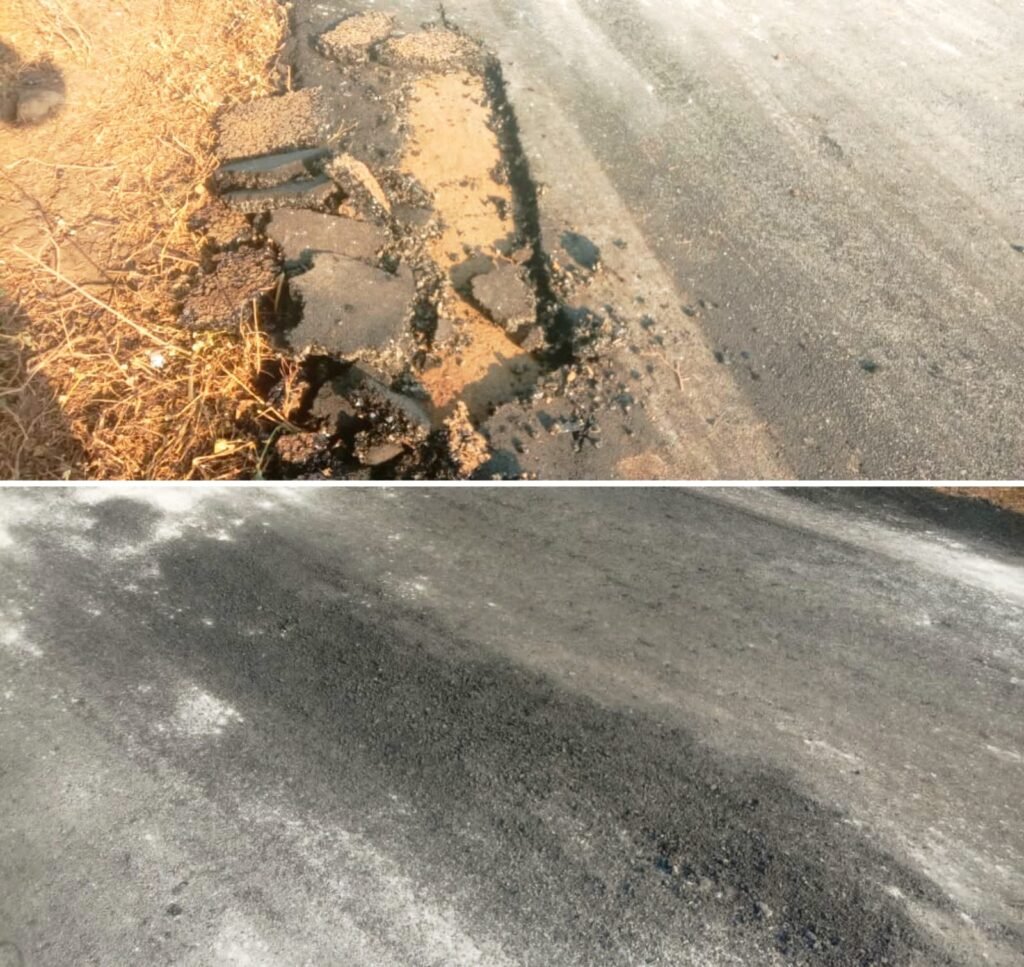 प्रधानमंत्री ग्रामीण सड़क एक दिन में उखड़ने लगी, ठेकेदार पर भागसरा के ग्रामीणों ने लगाए घटिया निर्माण के आरोप।