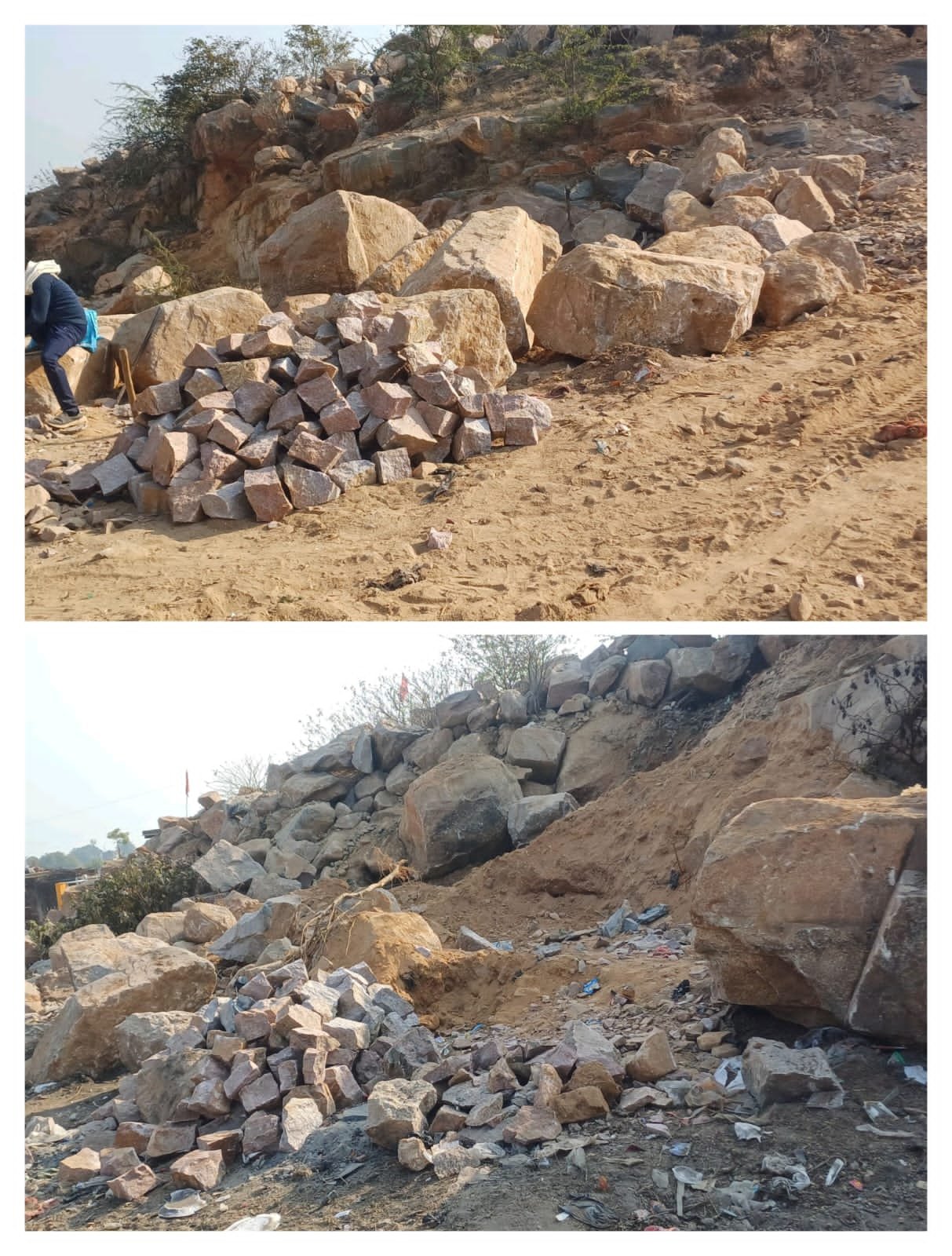 रिछरा फाटक रिंग रोड पर अवैध पत्थर बिक्री, नगर पालिका क्षेत्र में राजस्व को लाखों की हानि।