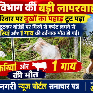 बिजली विभाग की बड़ी लापरवाही के कारण एक गरीब परिवार पर दुखों का पहाड़ टूट पड़ा है।